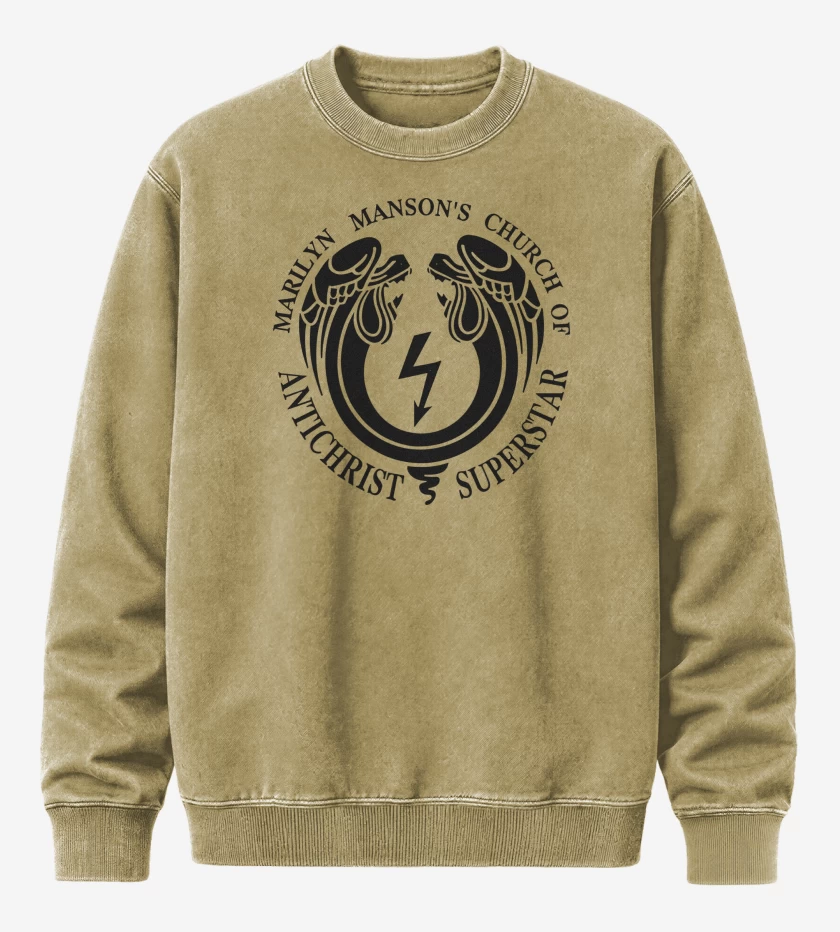 Poleron Polo Acid Wash Beige de Marilyn Manson Church of Antichrist Superstar
