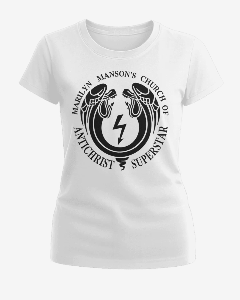 Polera de Mujer Blanco de Marilyn Manson Church of Antichrist Superstar