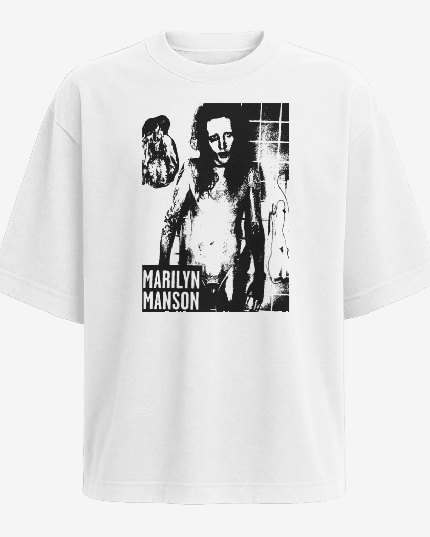 Polera Oversize Blanco de Marylin Manson Full 