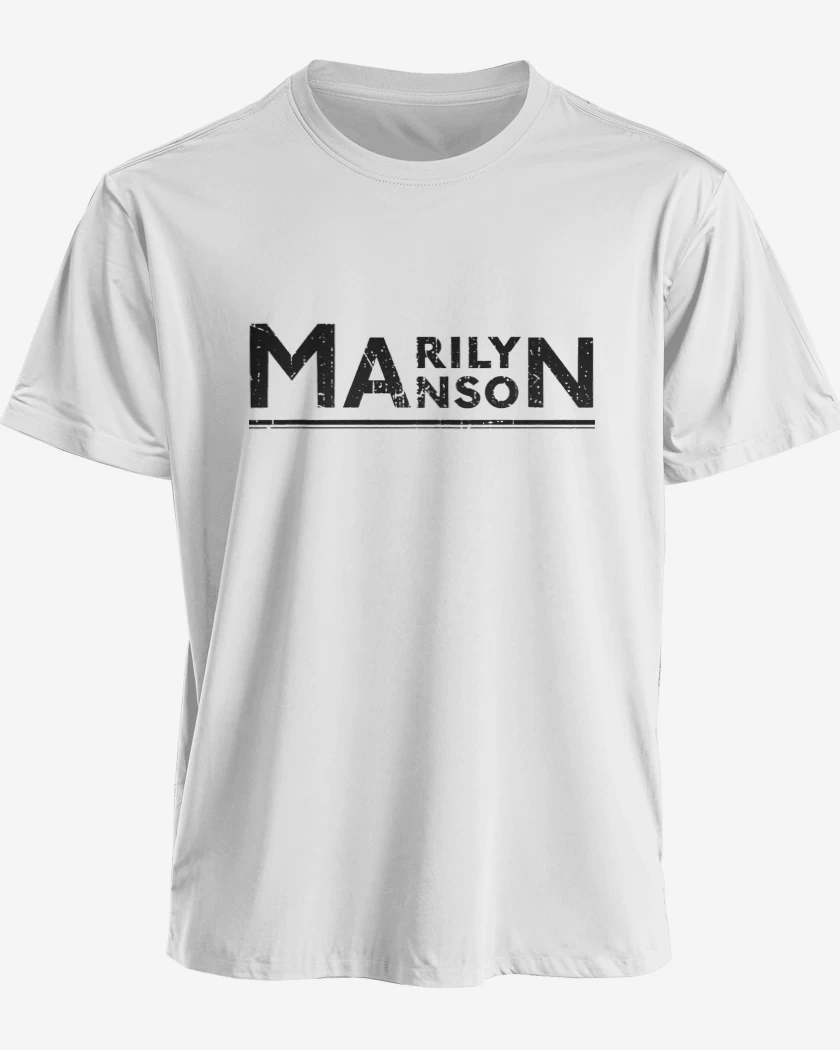 Polera premium Blanco de Marilyn Manson Logo 3 N
