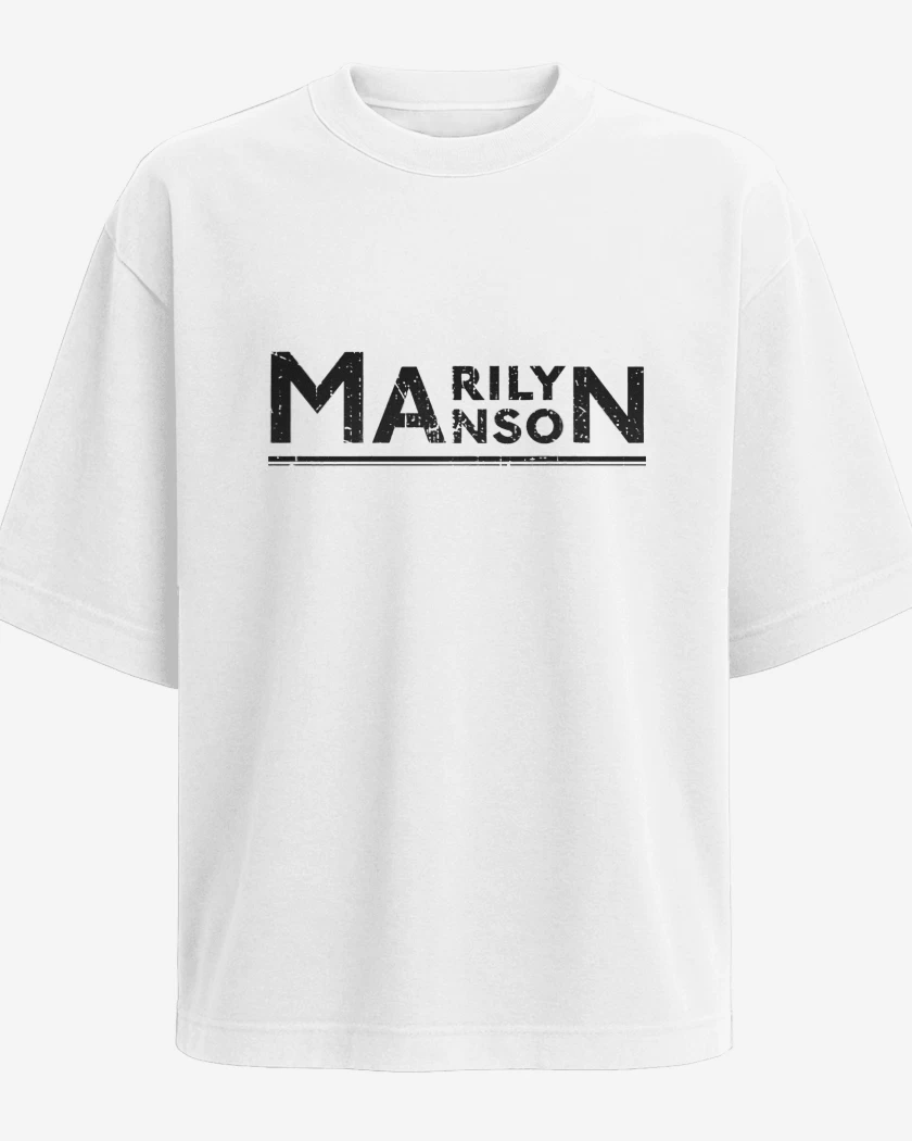 Polera Oversize Blanco de Marilyn Manson Logo 3 N