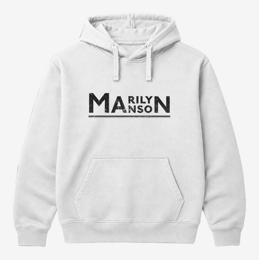 Polerón Canguro Blanco de Marilyn Manson Logo 3 N