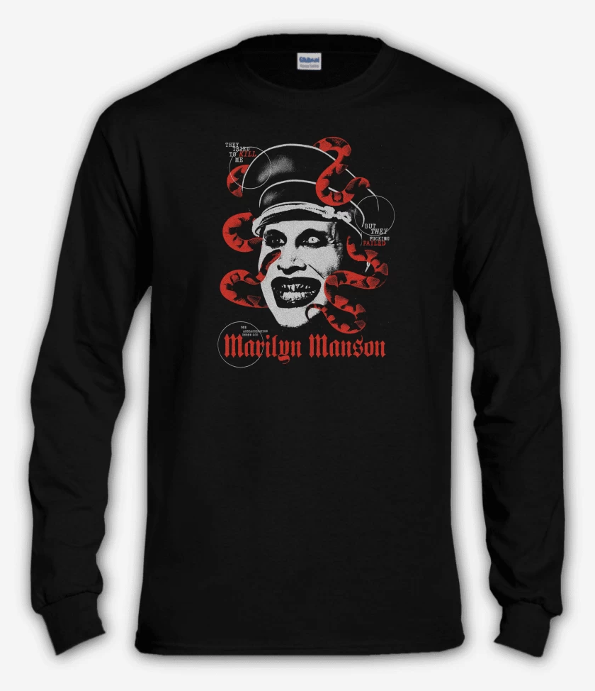 Polera manga larga Negro de MM Marilyn Manson