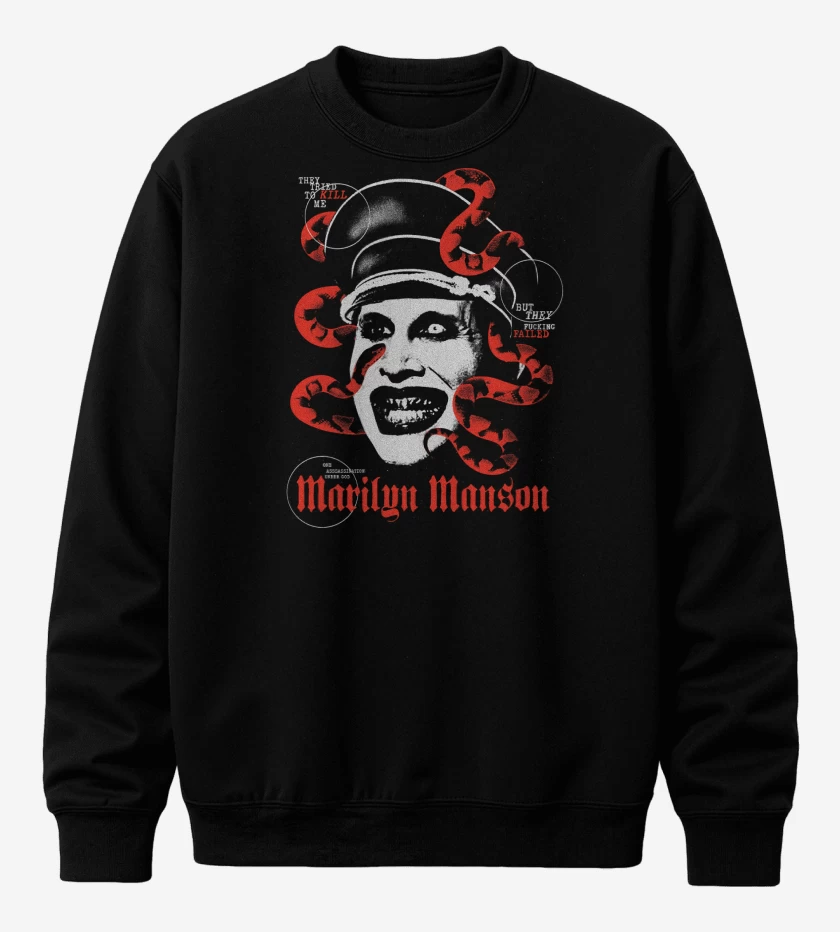 Poleron polo Negro de MM Marilyn Manson