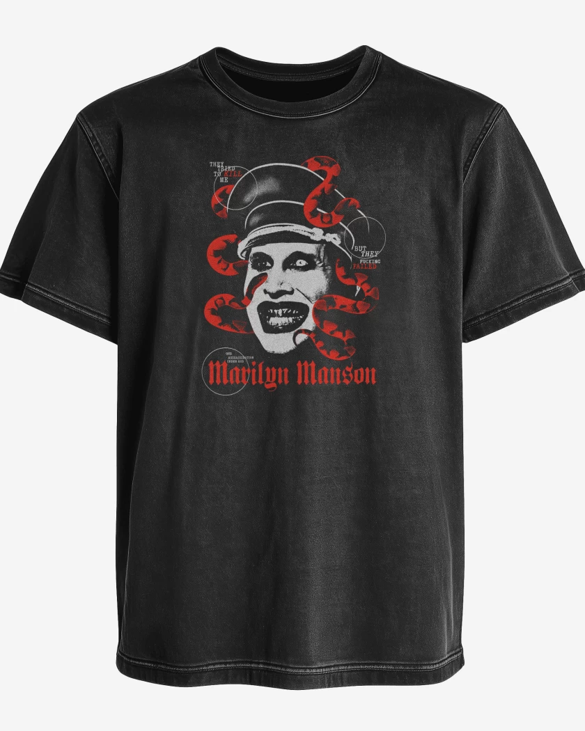 Polera desgastada Negro de MM Marilyn Manson