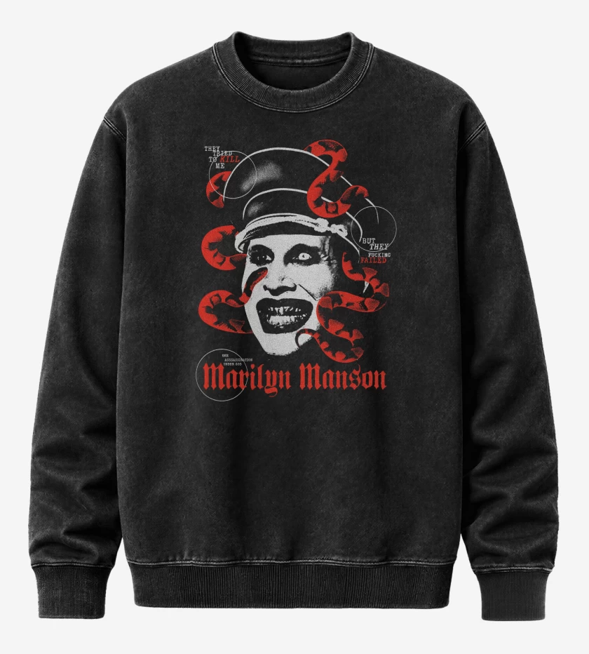 Poleron Polo Acid Wash Negro de MM Marilyn Manson
