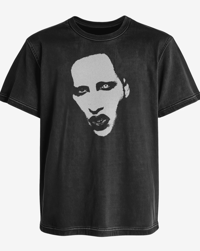 Polera desgastada Negro de Manson Cara 2