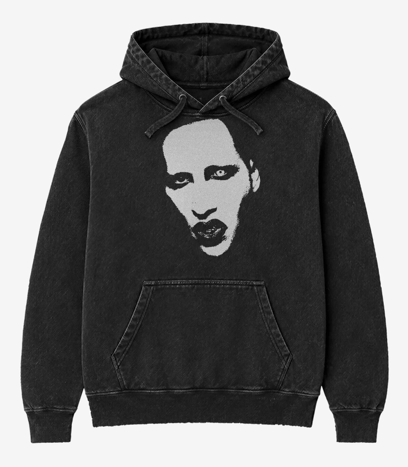 Poleron Canguro Acid Wash Negro de Manson Cara 2