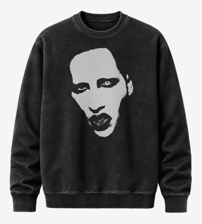 Poleron Polo Acid Wash Negro de Manson Cara 2