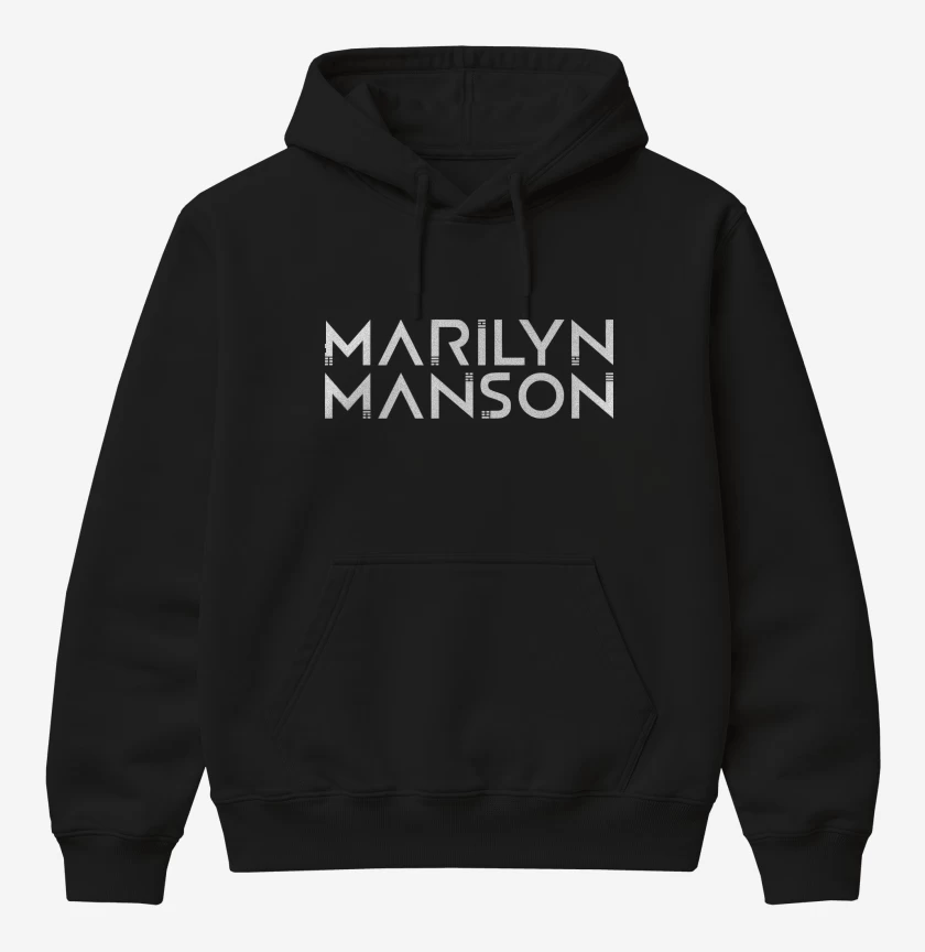 Poleron Canguro básico Negro de Marilyn Manson Logo 2 N