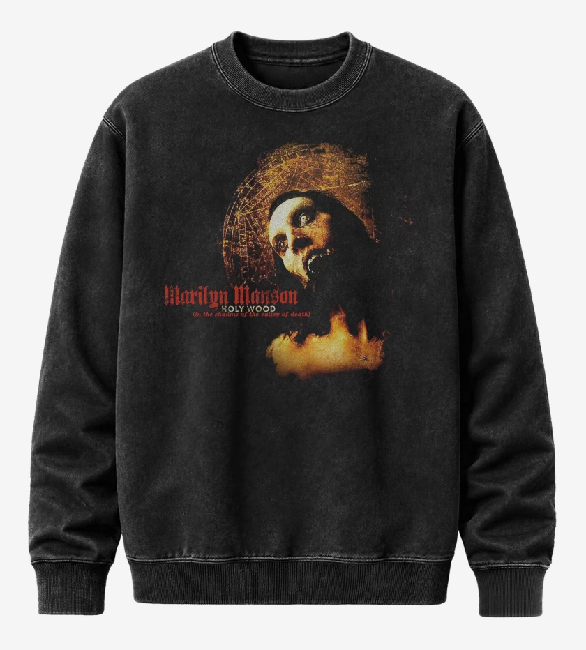 Poleron Polo Acid Wash Negro de Marilyn Manson Holy Wood F