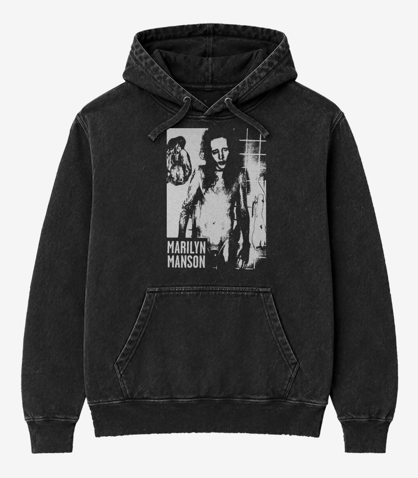 Poleron Canguro Acid Wash Negro de Marilyn Full