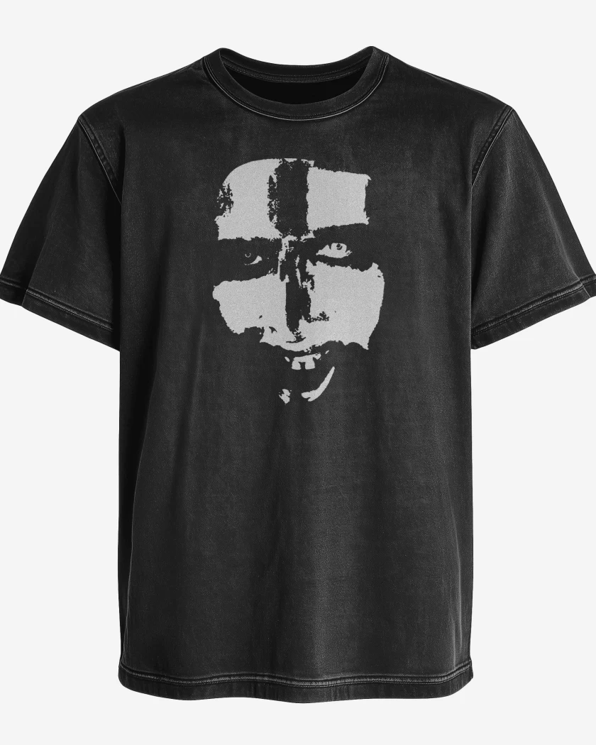 Polera desgastada Negro de Marilyn Manson Face 2