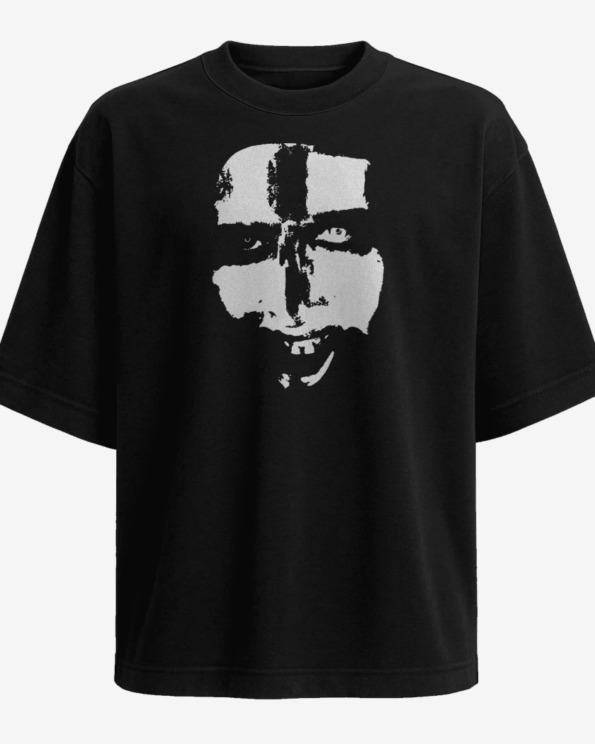 Polera Oversize Negro de Marilyn Manson Face 2
