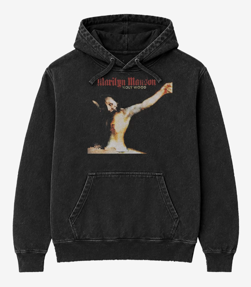 Poleron Canguro Acid Wash Negro de Marilyn Holywood