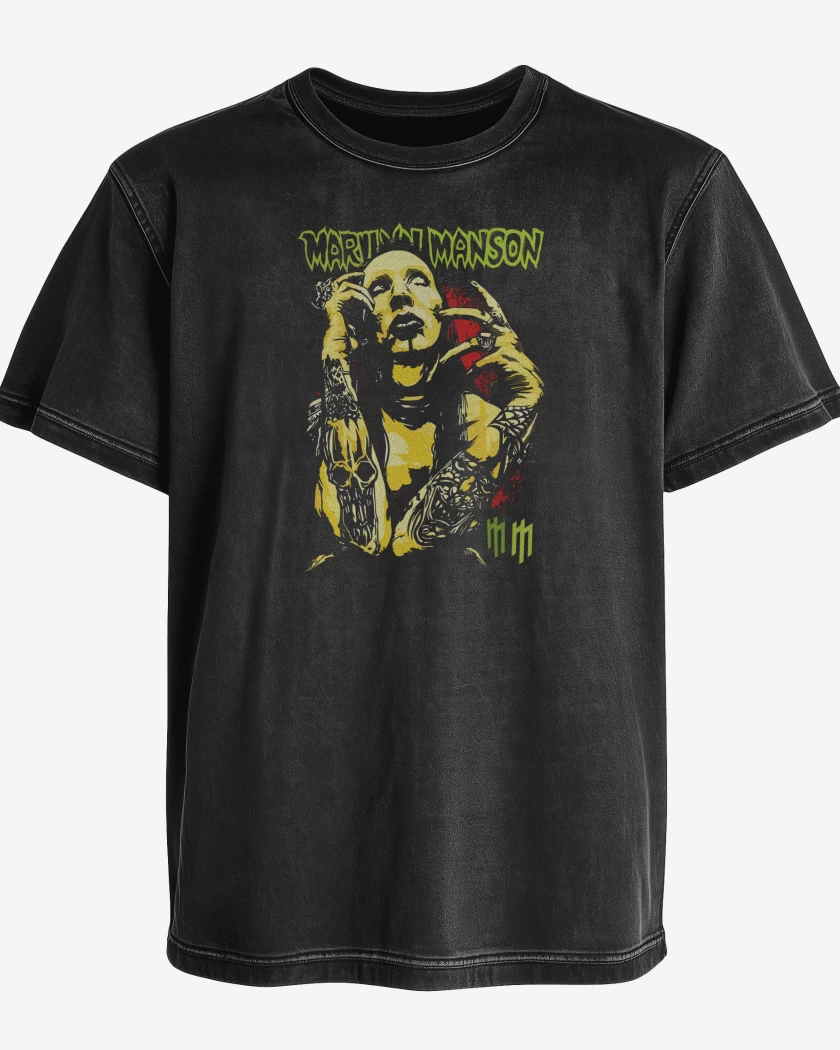 Polera desgastada Negro de Marilyn Manson 4