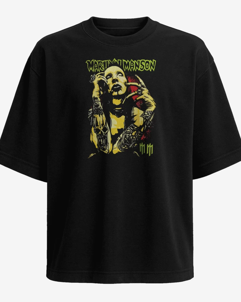 Polera Oversize Negro de Marilyn Manson 4