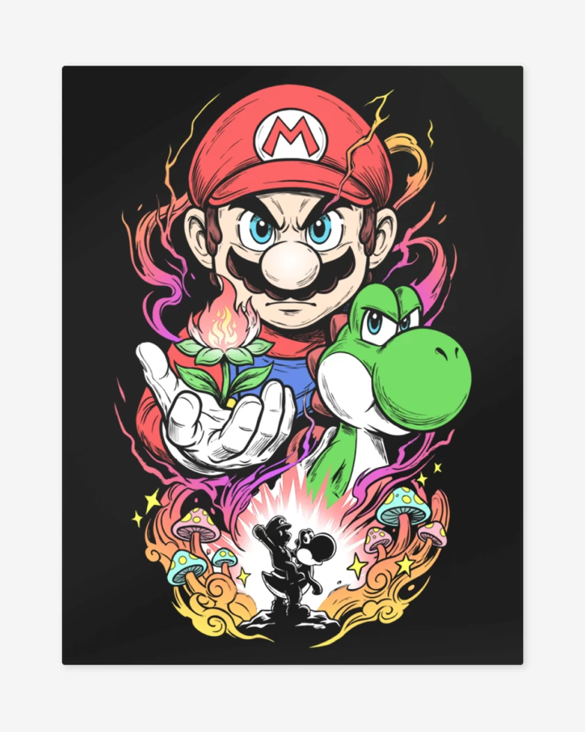 Print metalico Negro de Super Mario Movie