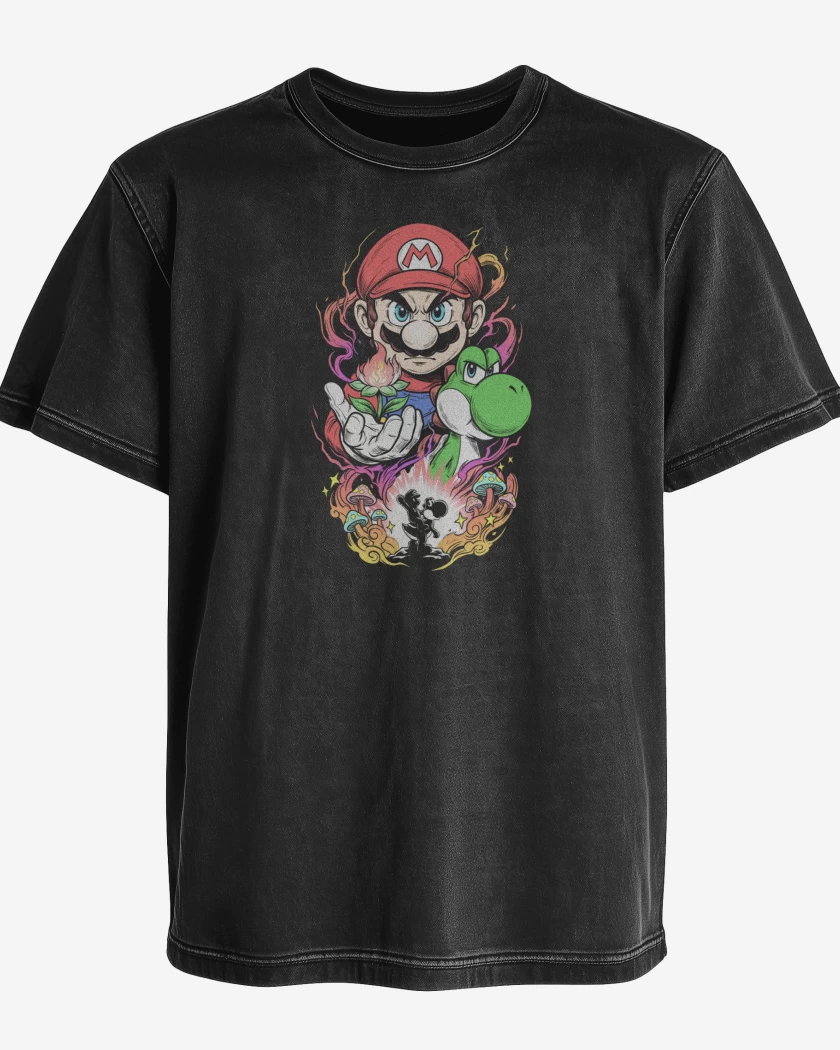 Polera desgastada Negro de Super Mario Movie