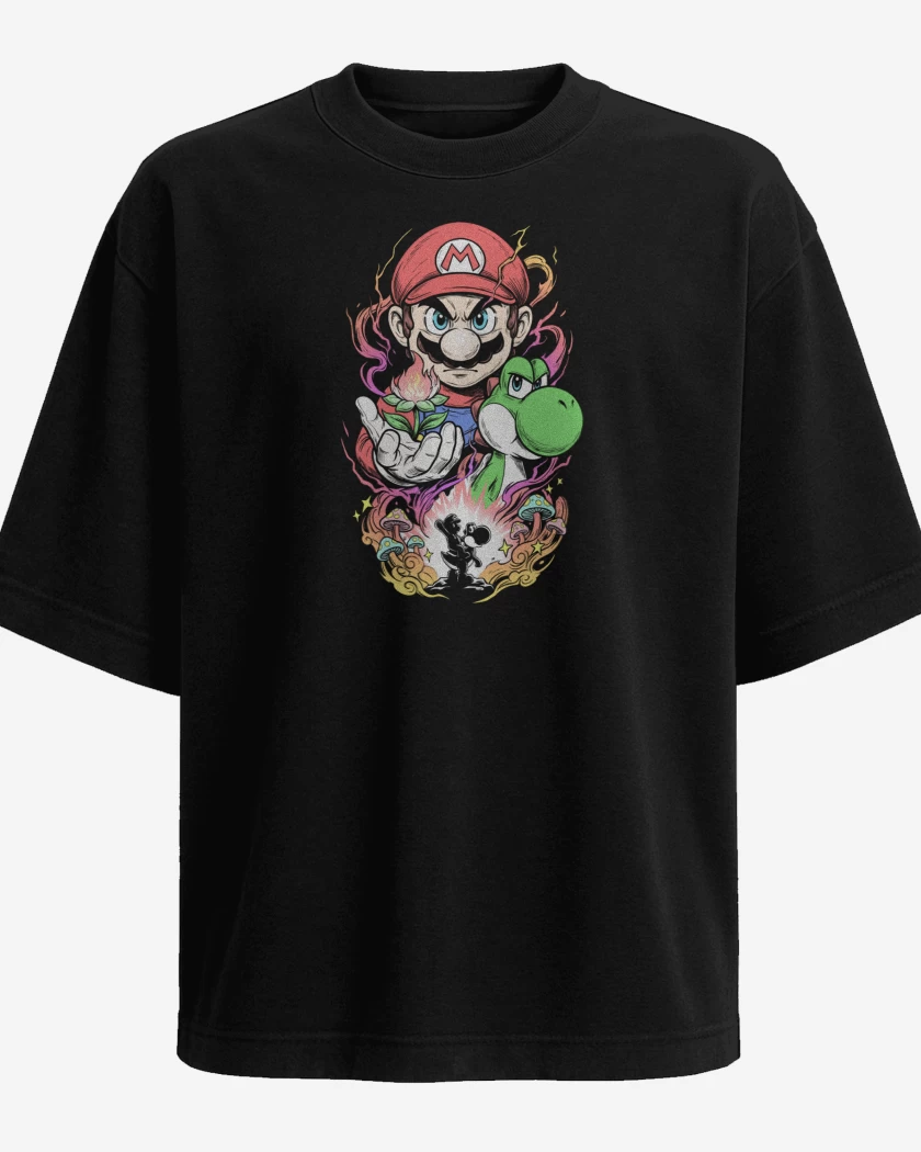 Polera Oversize Negro de Super Mario Movie