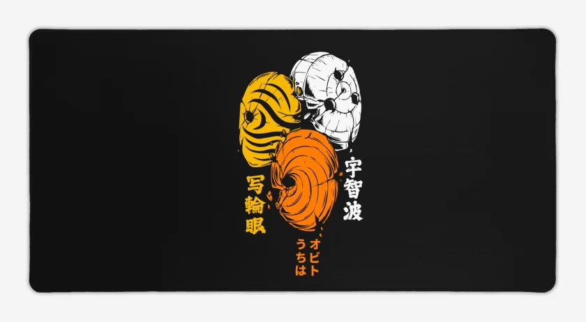 Mouse pad Gamer Negro de Obito Máscaras Naruto