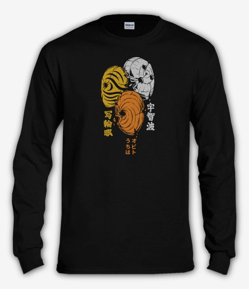 Polera manga larga Negro de Obito Máscaras Naruto