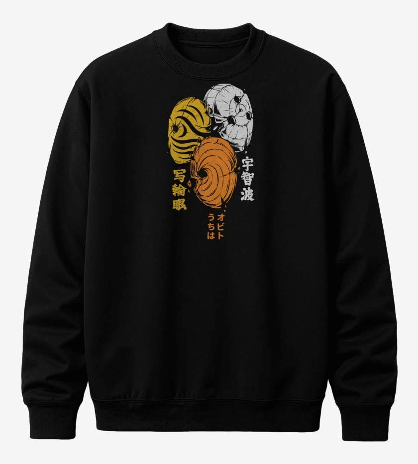 Poleron polo Negro de Obito Máscaras Naruto