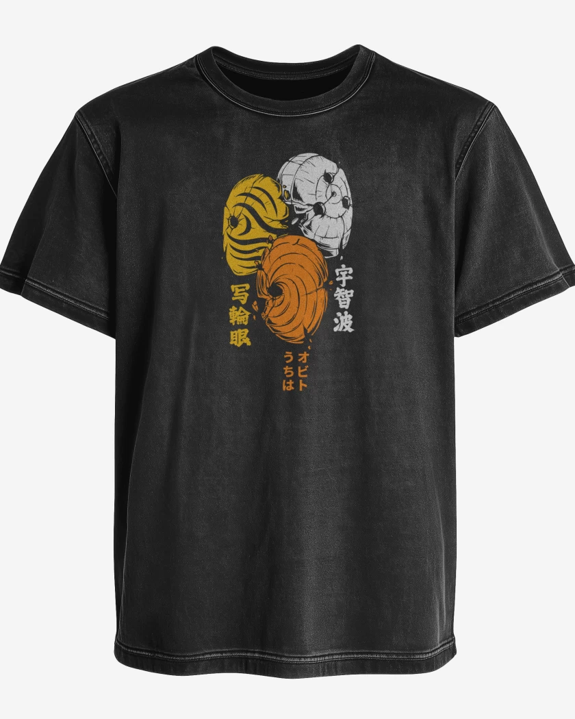 Polera desgastada Negro de Obito Máscaras Naruto