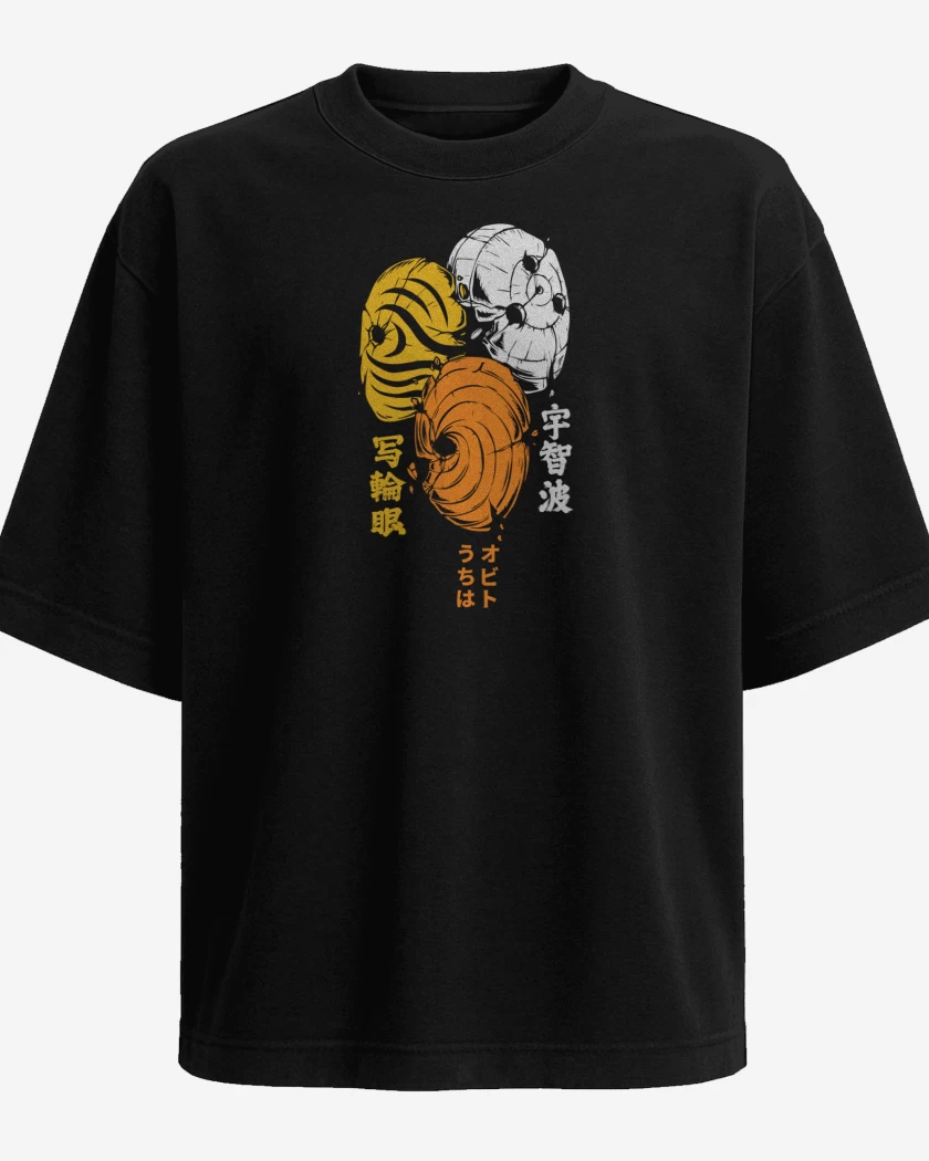 Polera Oversize Negro de Obito Máscaras Naruto