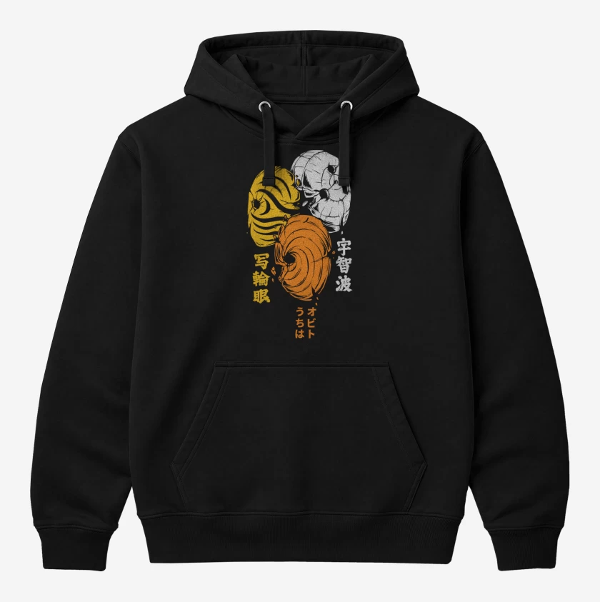 Polerón Canguro Negro de Obito Máscaras Naruto