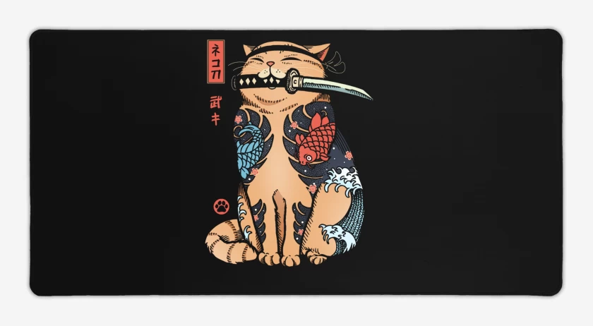 Mouse pad Gamer Negro de Gatito Yakuza