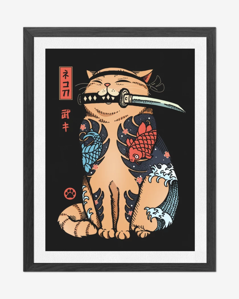 Cuadro decorativo Negro de Gatito Yakuza