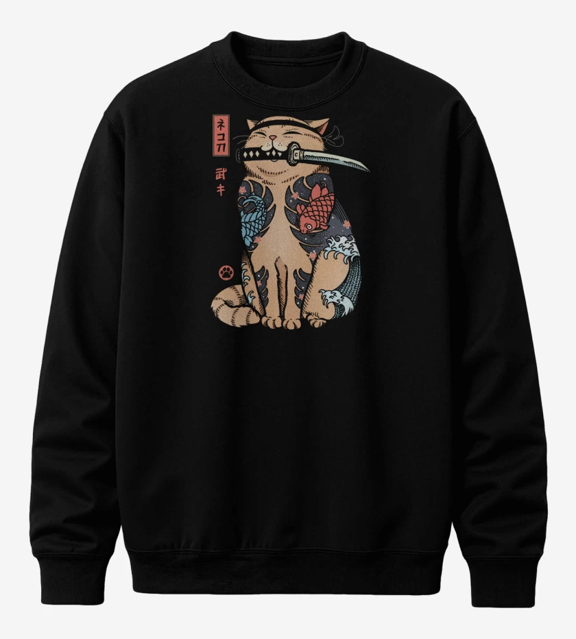 Poleron polo Negro de Gatito Yakuza