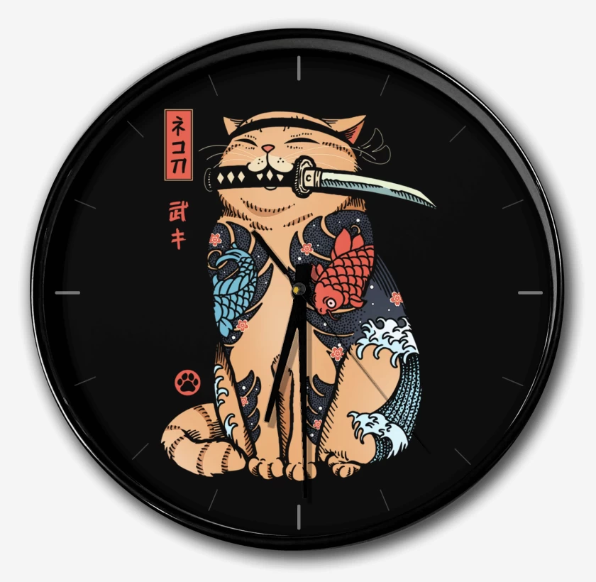 Reloj Negro de Gatito Yakuza