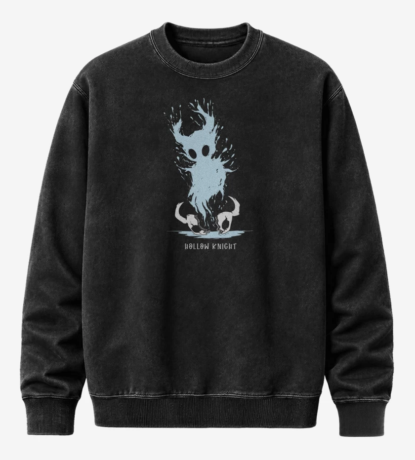 Poleron Polo Acid Wash Negro de Caballero Hueco