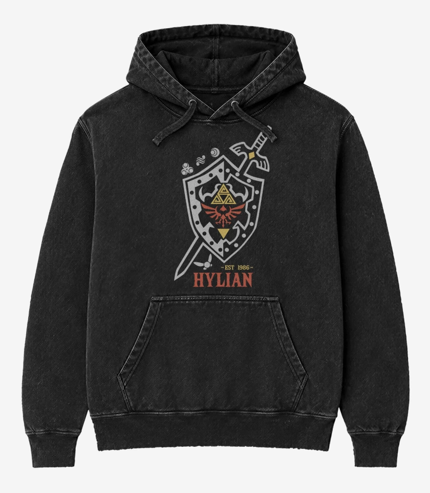 Poleron Canguro Acid Wash Negro de Hyliano