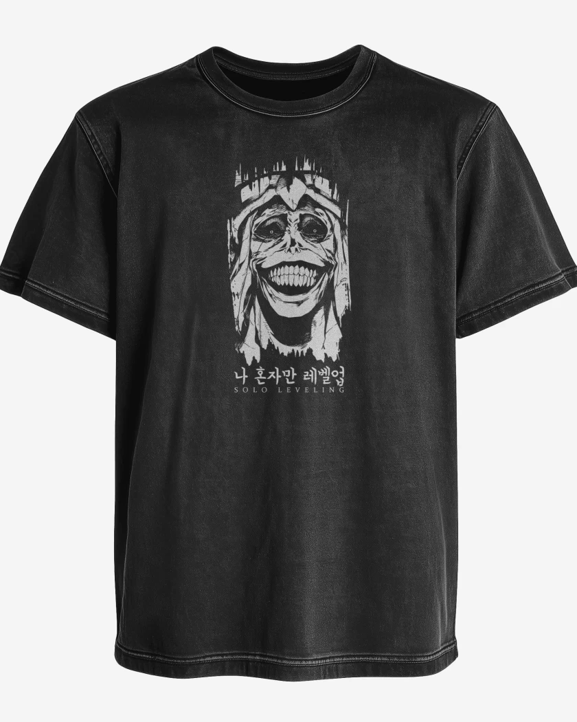 Polera desgastada Negro de Solo Leveling 4