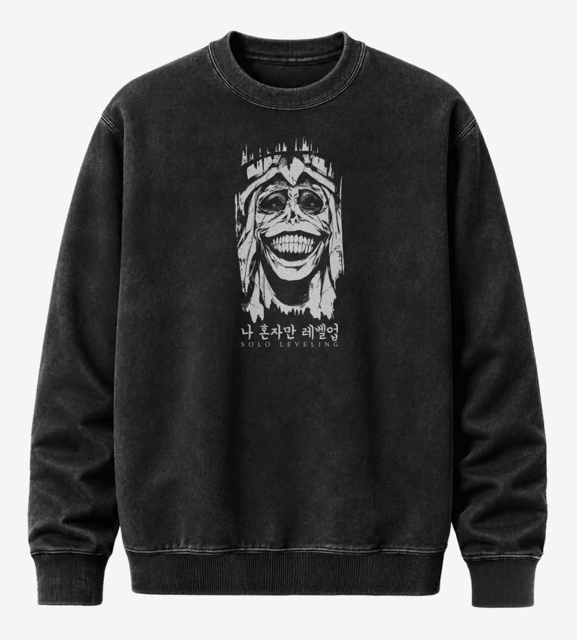 Poleron Polo Acid Wash Negro de Solo Leveling 4