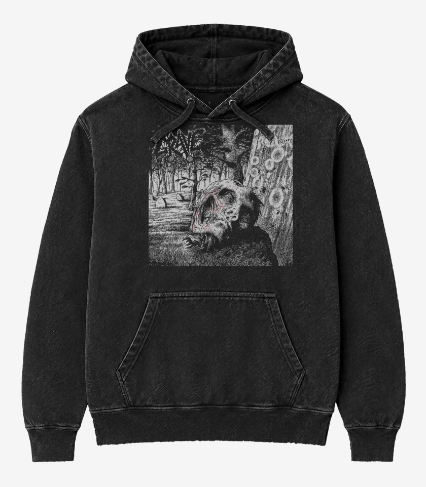 Poleron Canguro Acid Wash Negro de Grave Necropsy