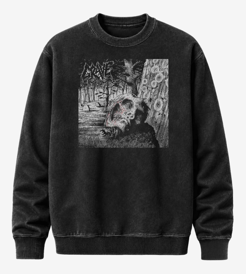 Poleron Polo Acid Wash Negro de Grave Necropsy