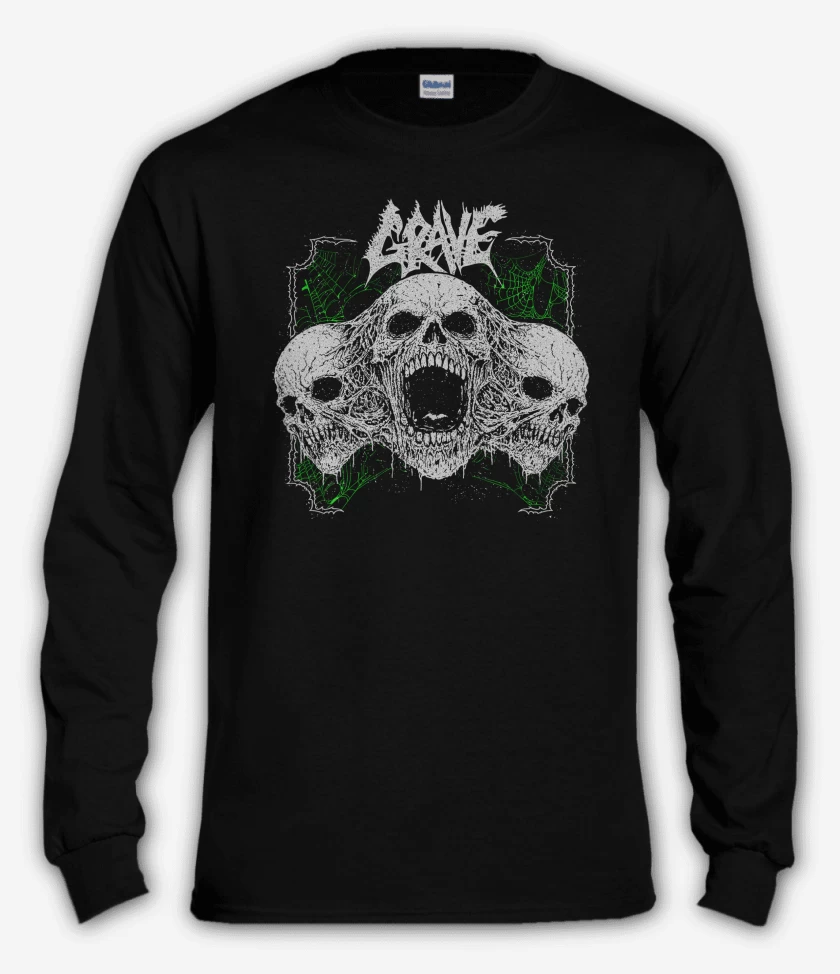 Polera manga larga Negro de Grave Skulls