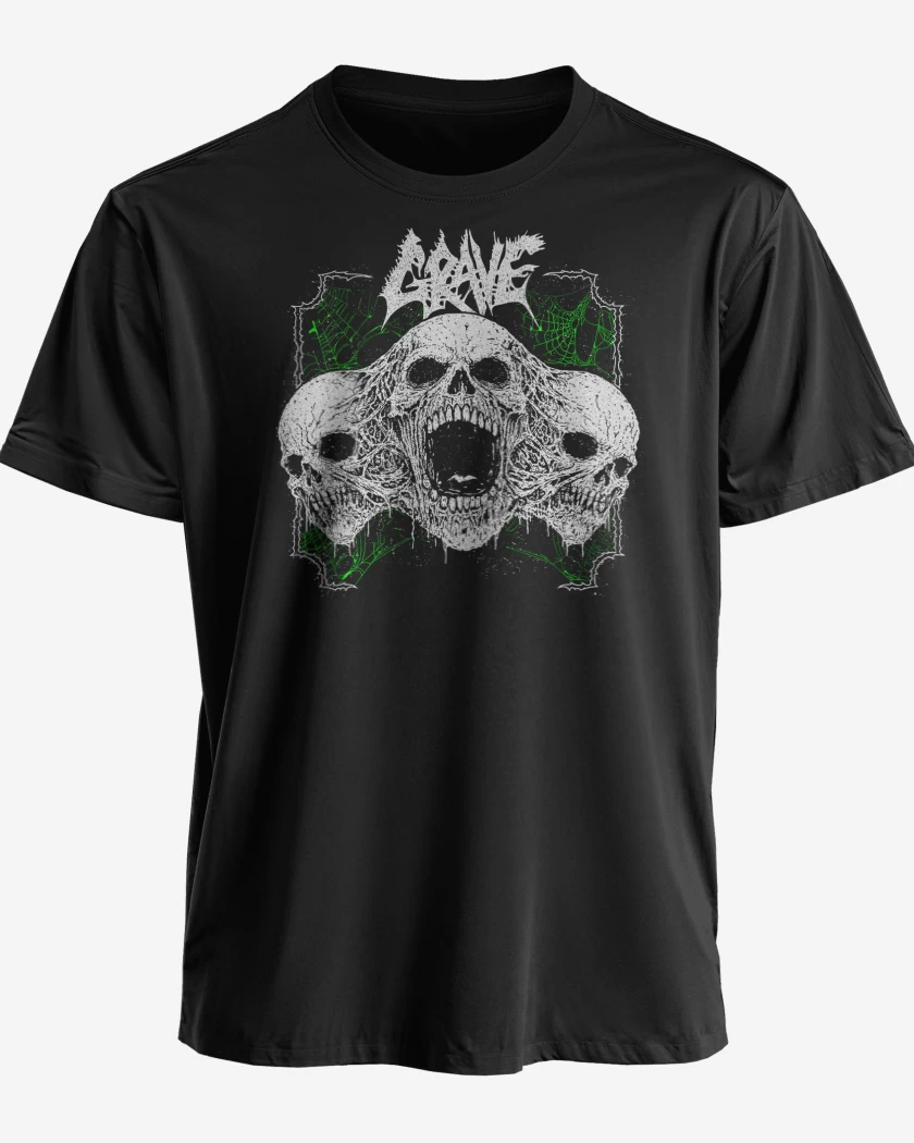 Polera Negro de Grave Skulls
