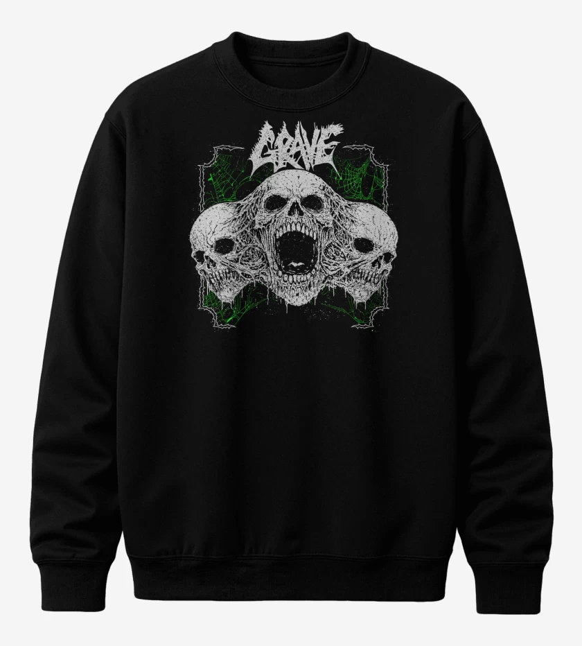 Poleron polo Negro de Grave Skulls