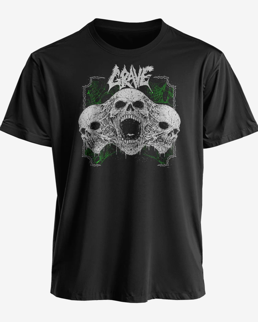 Polera premium Negro de Grave Skulls