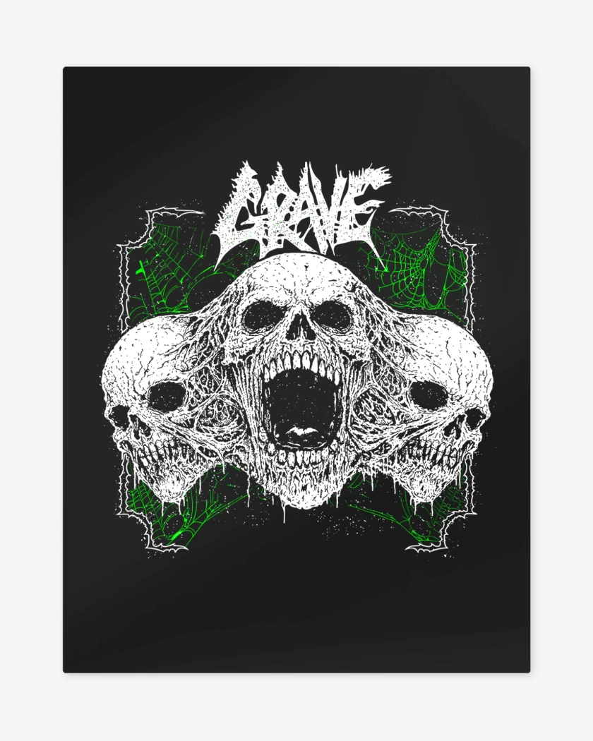 Print metalico Negro de Grave Skulls