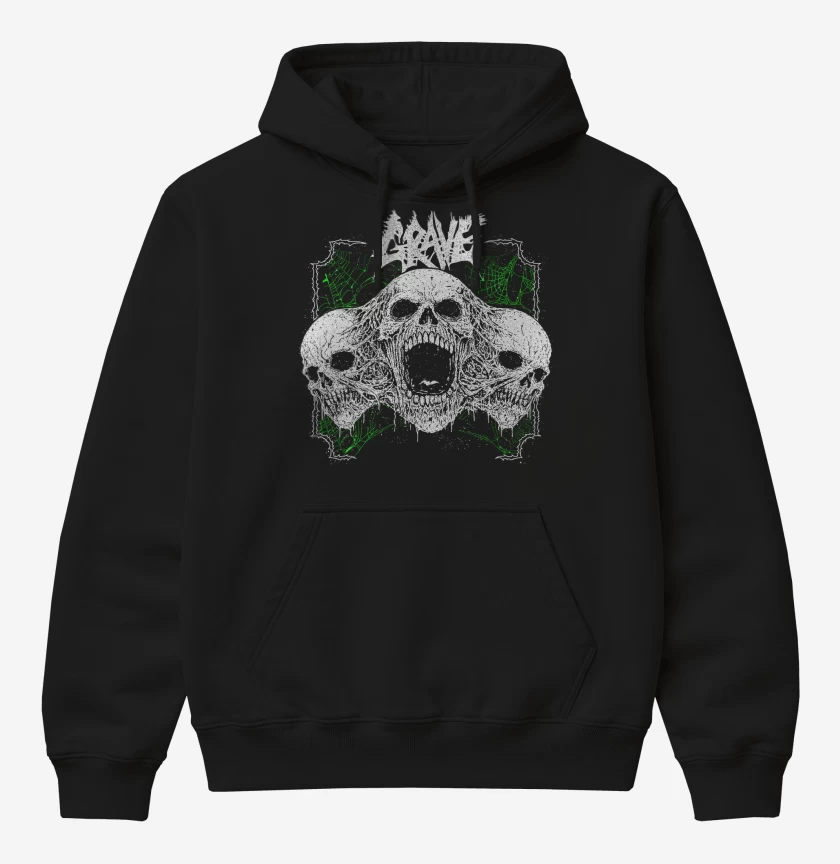 Poleron Canguro básico Negro de Grave Skulls