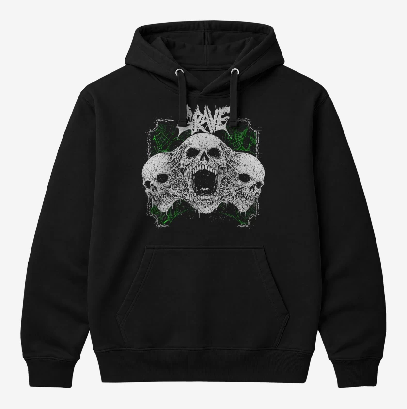 Polerón Canguro Negro de Grave Skulls