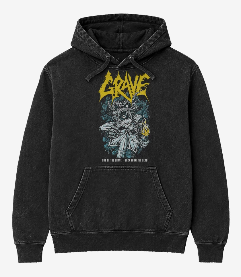 Poleron Canguro Acid Wash Negro de Grave Out of the Grave