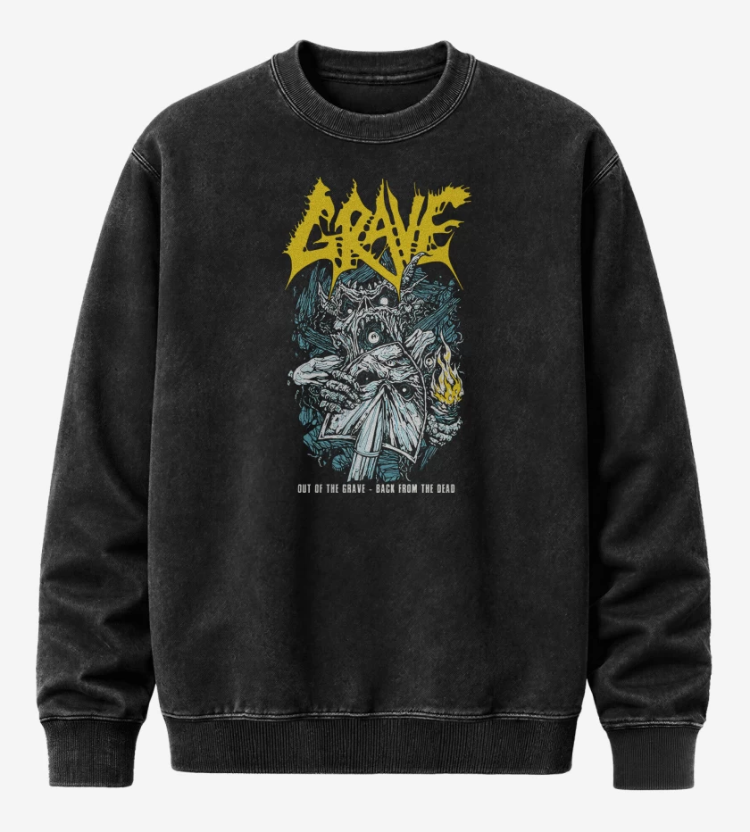 Poleron Polo Acid Wash Negro de Grave Out of the Grave