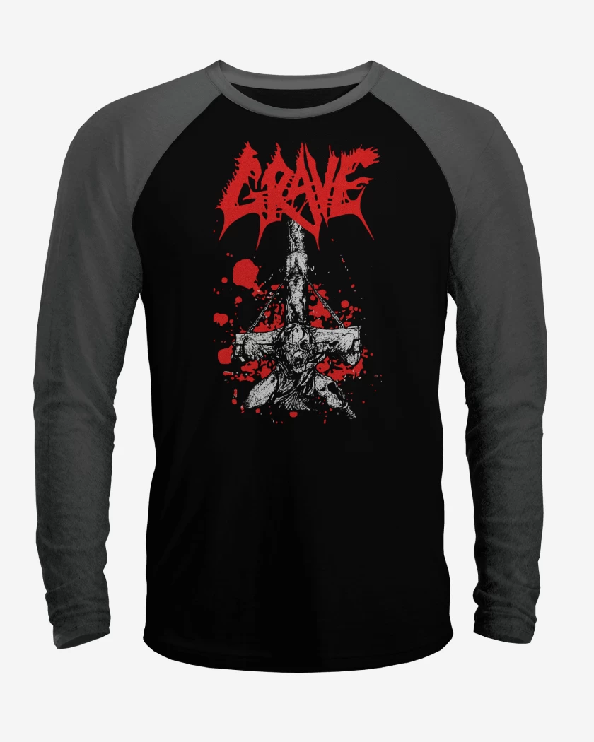 Polera Raglan Negro / Negro Heather de Grave Undead
